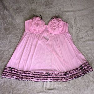 Pink & Black Rampage Intimates Babydoll, Size L